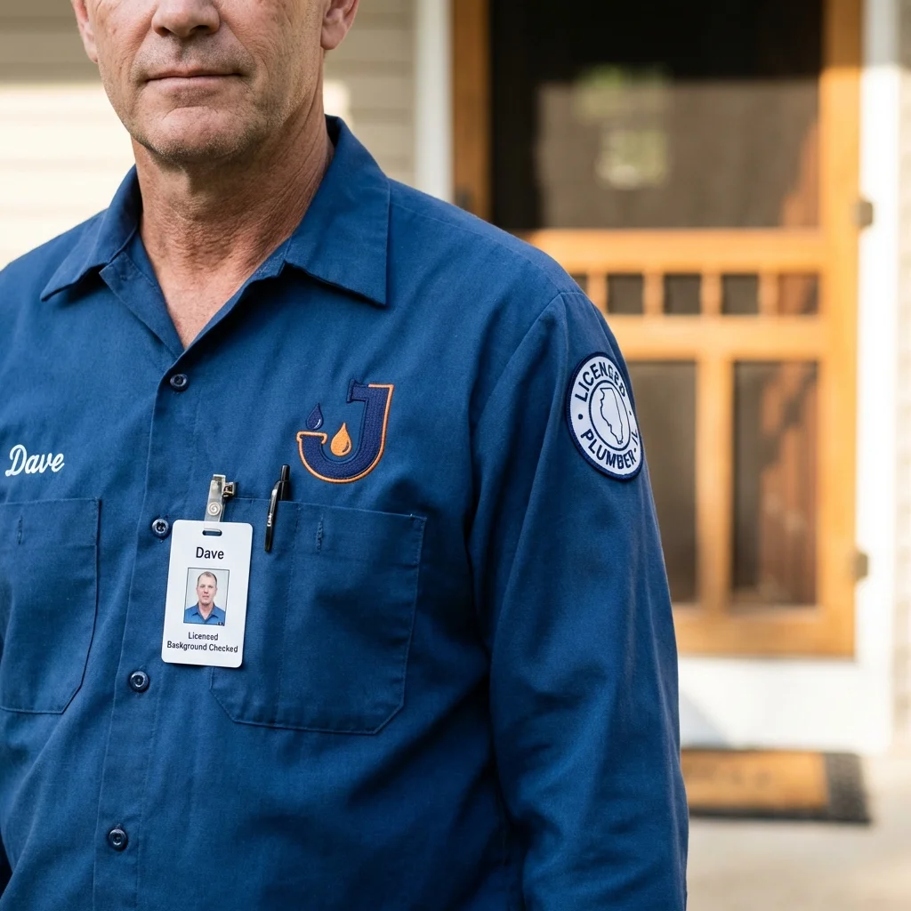 Licensed plumber showing ID badge in Norwood Young America, MN