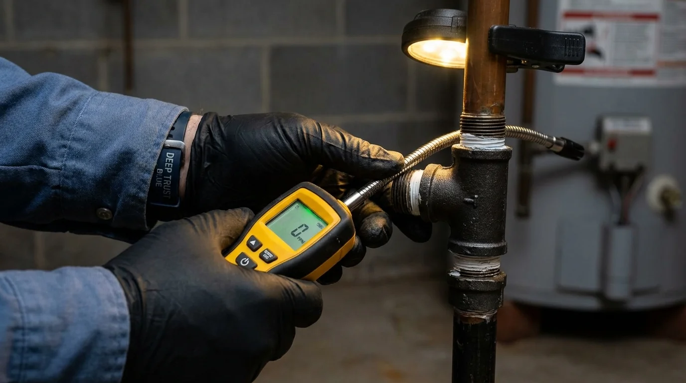 Gas leak detection with electronic sniffer by Johns Plumbing LLC in Norwood Young America
